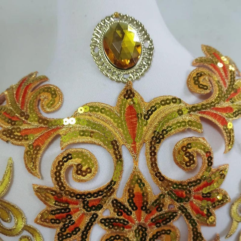 FJTANG 4pcs Flower Applique Patches Clothing DIY Embroidery Sticker Blossom (Large Yellow) - Image 3